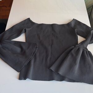 Elizabeth and James Black Off-Shoulder Bell Sleeve Top